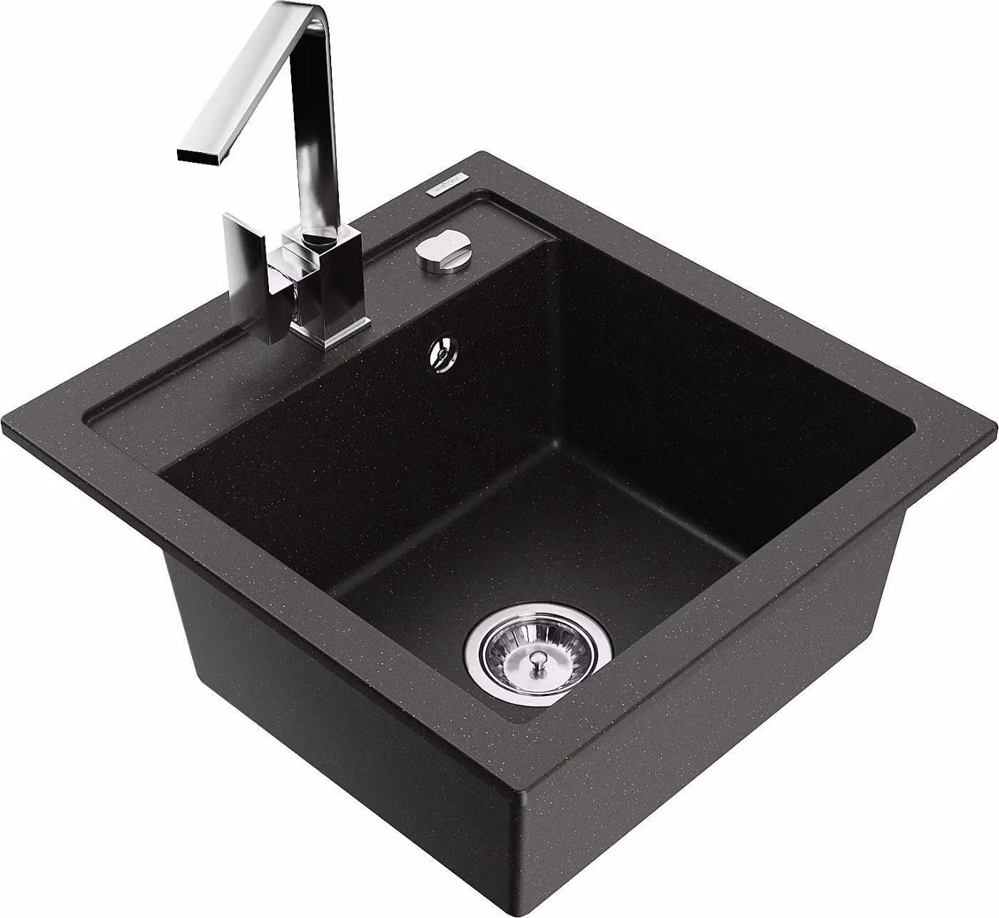 Mexen Vito lavello in granito a 1 vasca con rubinetto da cucina Rita, nero/oro metallico - 6503-75-670300-00