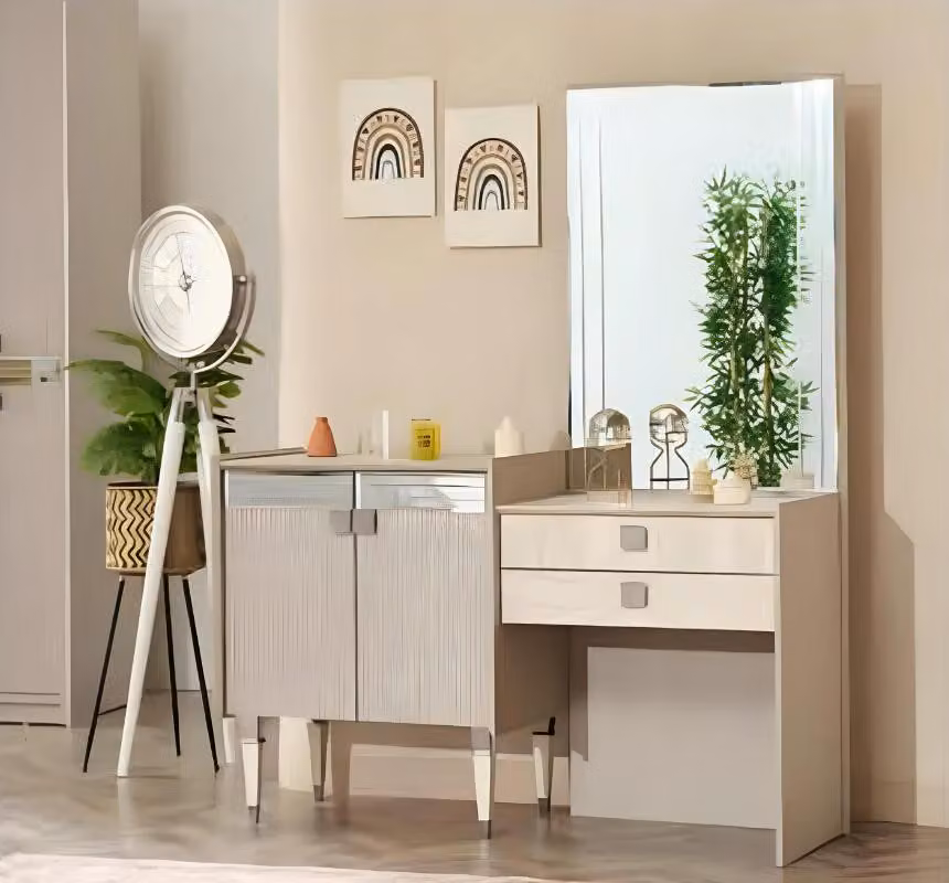 Schlafzimmer Luxus Möbel Schminktisch mit Spiegel Holz Design Modern