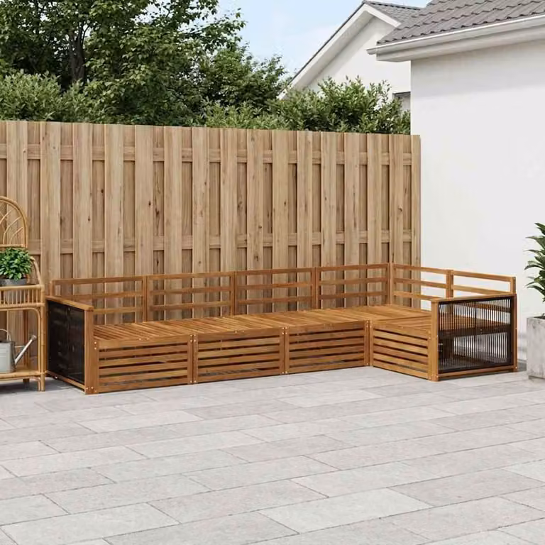 Set di divani da esterno vidaXL 5 pz in legno di acacia massello marrone con cuscini inclusi per giardino e terrazza