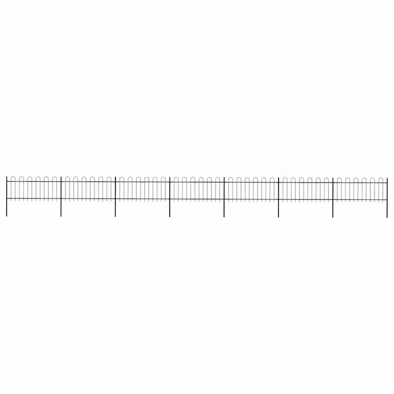 Recinzione da giardino vidaXL in acciaio con parte superiore ad anello, colore nero, L: 1172 cm, H: 80 cm