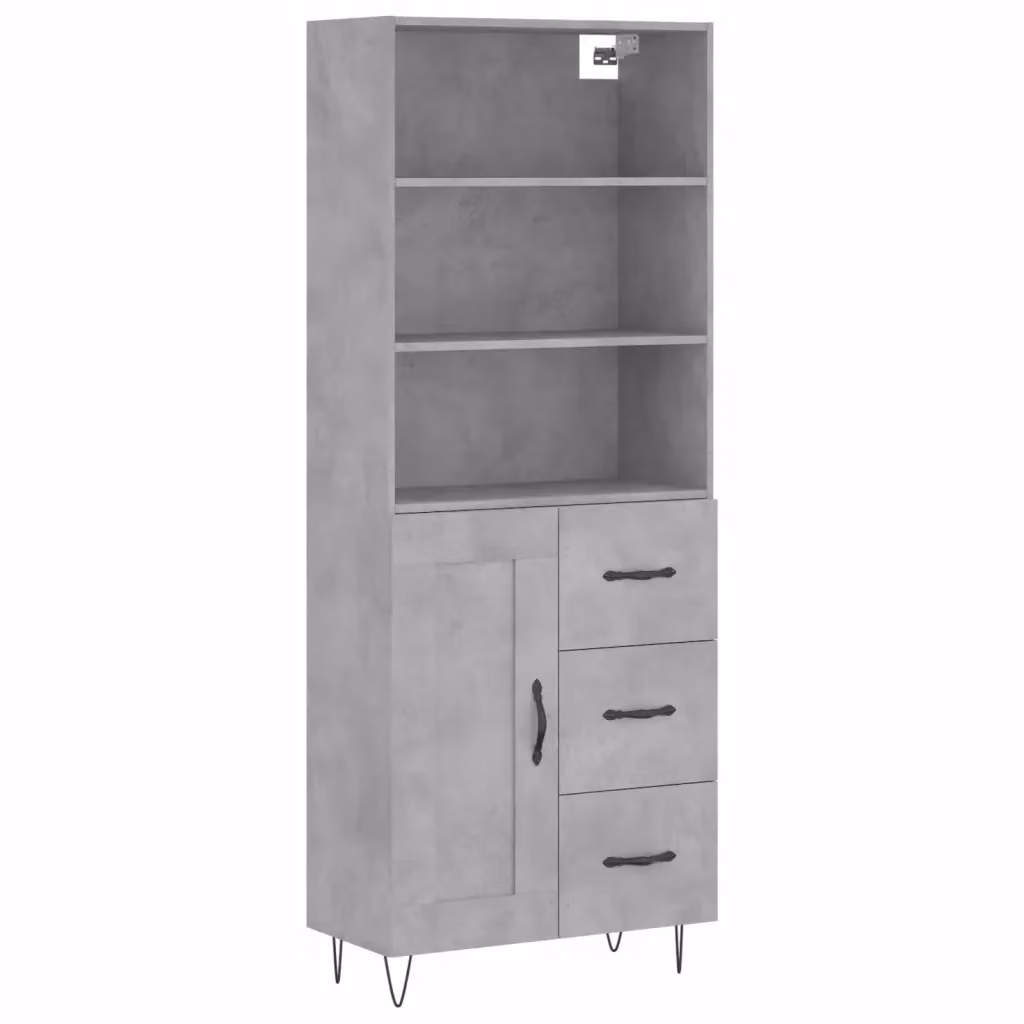 Credenza moderna vidaXL in legno e metallo, colore grigio, L: 69,5 cm, P: 34 cm, H: 180 cm – 2