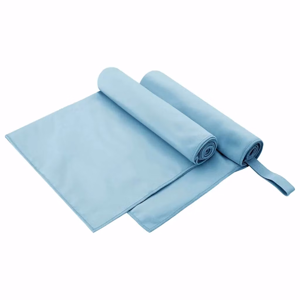 Set di 2 asciugamani sportivi in microfibra vidaXL blu, morbidi e ad asciugatura rapida, L: 100 cm, P: 50 cm