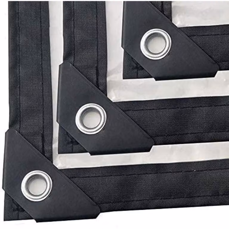 Telo trasparente con occhielli, dimensioni 3,5 x 7 metri, impermeabile, materiale spesso (5 mil)