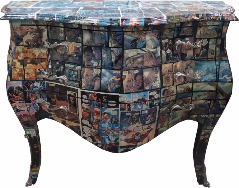Comò "Casa Padrino" in stile barocco, design originale - Comò in legno massello, realizzato a mano - Larghezza 100 cm x Profondità 52 cm x Altezza 85 cm