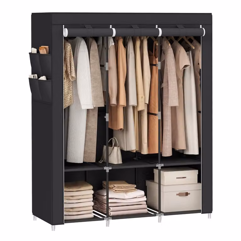 Armadio in Tessuto 45 x 130 x 167 cm Nero | SONGMICS, Nero / 45 x 170 x 167 cm