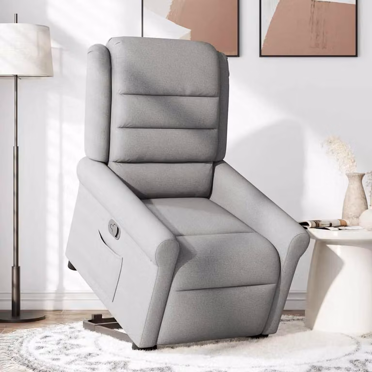 vidaXL Poltrona Alzapersona Reclinabile Grigia in Tessuto con Assistenza Elettrica