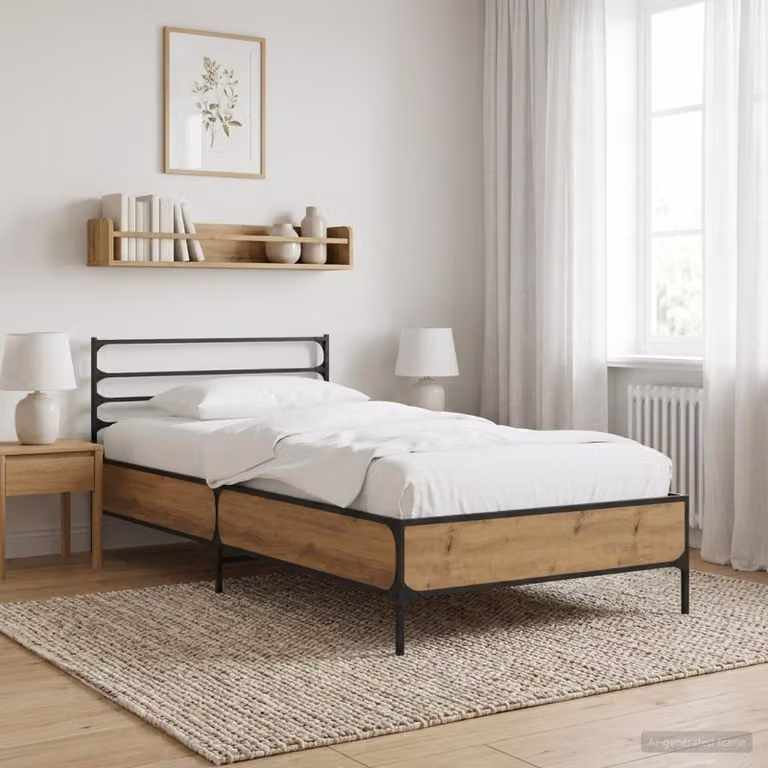 Struttura del letto moderna vidaXL in legno color rovere con doghe rigide L: 80 cm, P: 200 cm, H: 83 cm