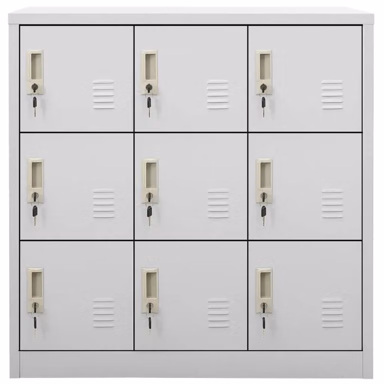 Set di 5 armadietti con chiave vidaXL in metallo per ufficio o scuola, colore grigio e bianco, L/P/H: 90 x 45 x 92,5 cm