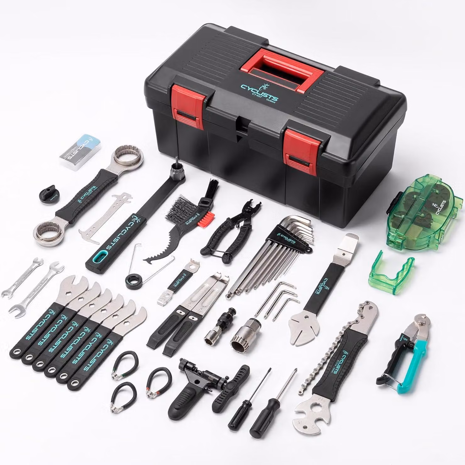 Kit di riparazione per bicicletta, composto da 29 pezzi, con custodia per attrezzi, ideale per la riparazione di pneumatici e catena