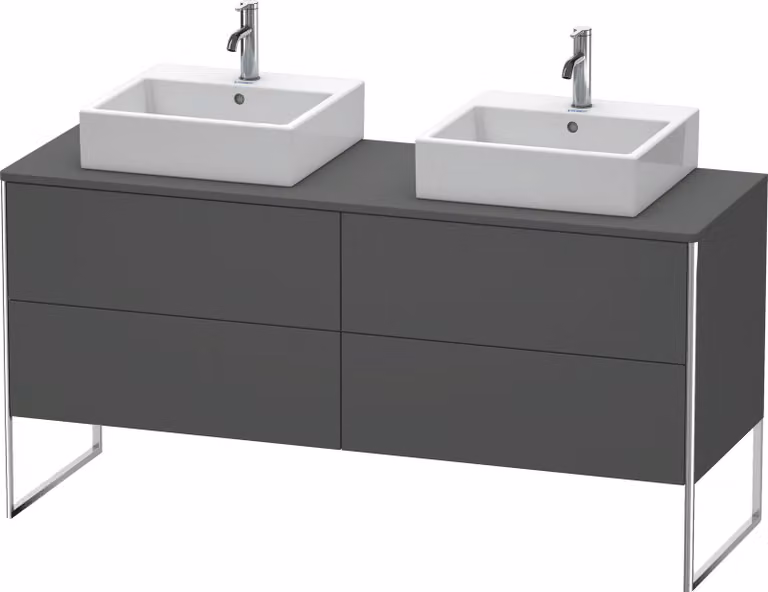Duravit XSquare Meuble sous-vasque sur console au sol, pour deux vasques, 4 tiroirs, 1600x778x548mm, XS4927B4949, XS4927B4949