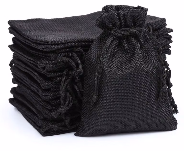 Calendario dell'Avvento da riempire, 24 sacchetti, 10 x 14 cm, colore nero, materiale: juta