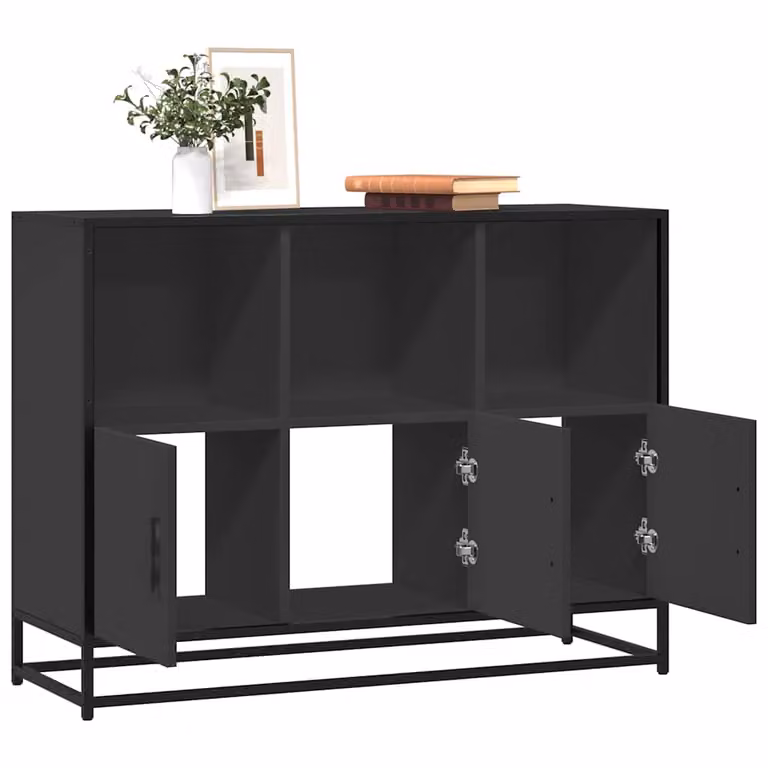 Credenza stile industrial vidaXL in legno e metallo, colore nero, L 100 x P 35 x H 76 cm