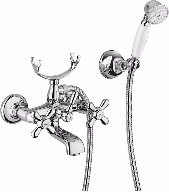 Miscelatore per vasca con set doccia Liberty Paini in ottone cromato argento