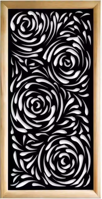 TYPHOON Moduli Decorativi a Parete in Legno e PVC, Design Moderno Floreale, Colore Nero, L: 73 cm, H: 148 cm