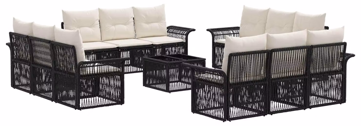 Set Divano da Giardino 13 pcs Nero polyrattan