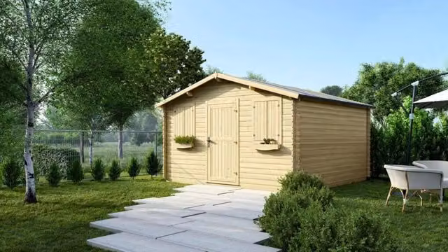 Casetta da giardino in legno ALTANKA modello DOM149 colore naturale, superficie di 16 m2, L/P: 4 x 4 m, spessore pareti 28 mm