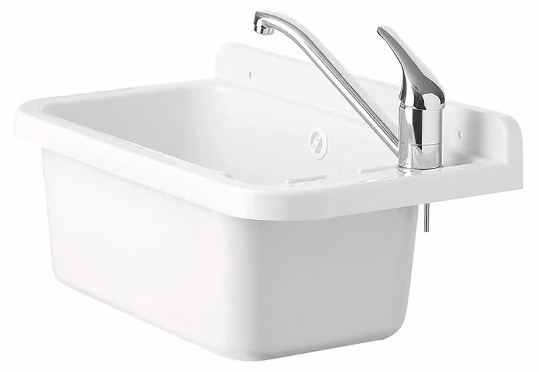 Lavabo da parete resina sintetica - 50 x 34 x 21 cm - Bianco - Per interno ed esterno