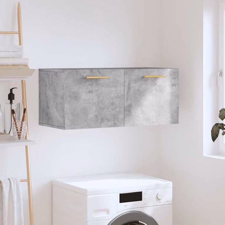 Mobile a parete vidaXL in legno multistrato e MDF, colore grigio cemento, L 80 x P 36,5 x H 35 cm