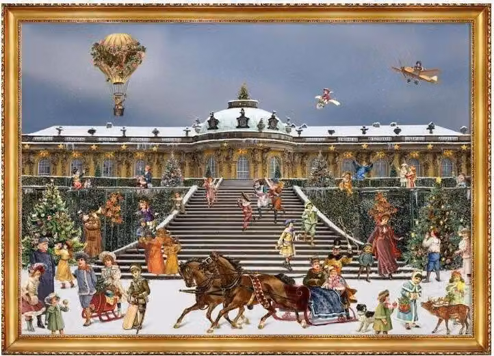 Calendario dell'Avvento in formato A3 con immagini luminose del castello di Sanssouci a Potsdam