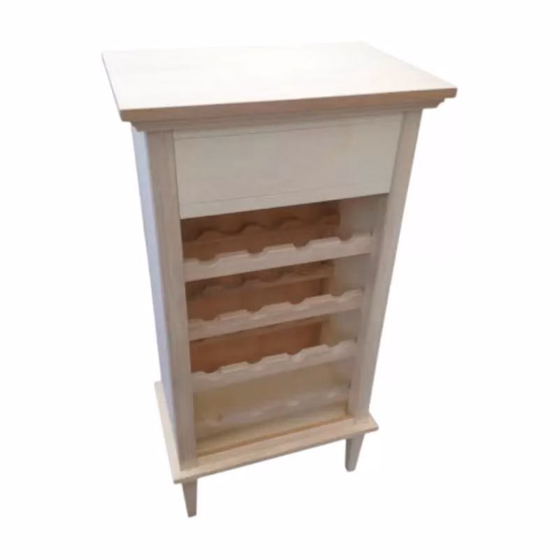 Portabottiglie con vassoio in legno classico grezzo Mobili 2G L/P/H: 57 x 37 x 105 cm – 1