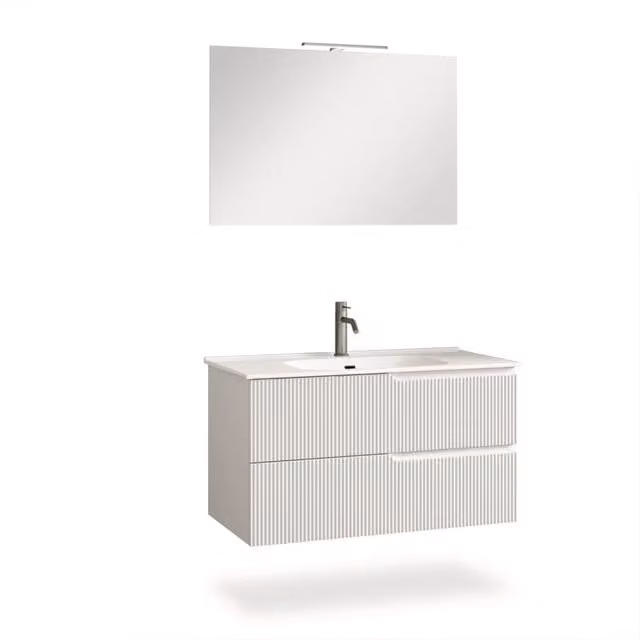 Mobile bagno composizione 4 pezzi L.101 P.46,5 H.190 cm VENERE colore bianco opaco