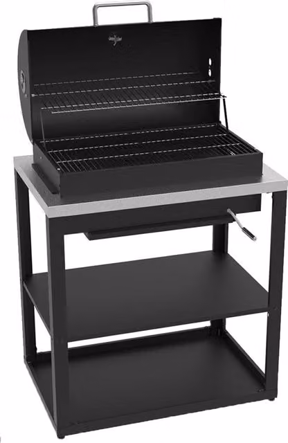 Modulo Barbecue a Carbone 90 cm con Griglia in Acciaio Inox e Brace Regolabile – Cucina Outdoor Modulare