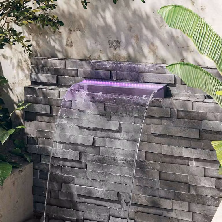 vidaXL Sfioratore a Cascata con LED RGB in Acrilico Grigio e Trasparente, L: 60 cm