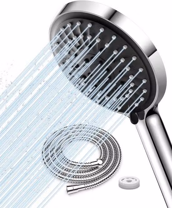 Doccia a risparmio idrico con aumento di pressione, 5 getti, tubo flessibile da 2 m