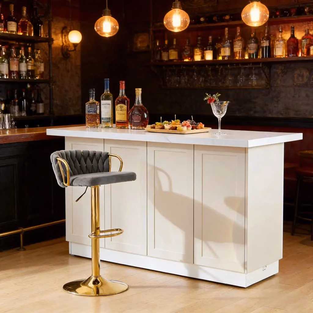 Sgabello da bar girevole MIVRAY con schienale e braccioli in velluto grigio scuro, regolabile in altezza, L/P/H: 49,5 x 50,5 x 77-98 cm – 2