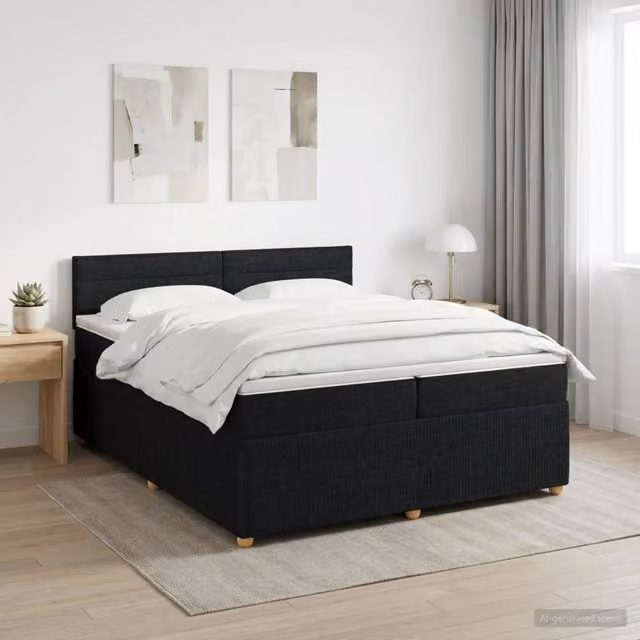 Letto box spring con materasso vidaXL in tessuto nero L/P: 200 x 200 cm – 1