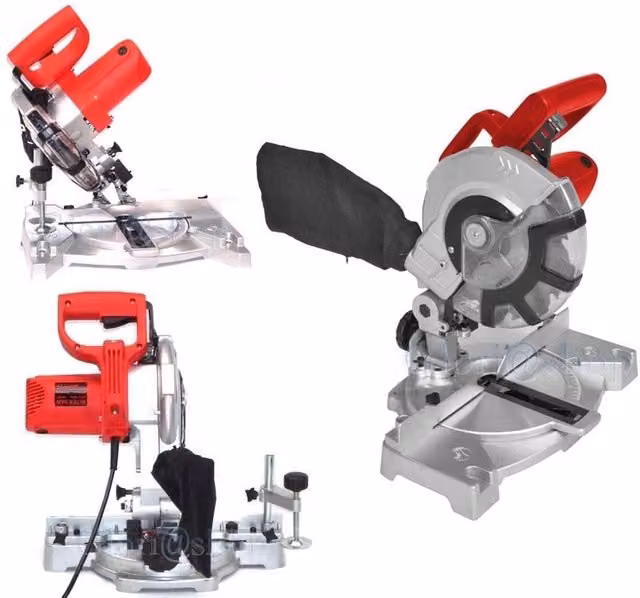 Troncatrice Sega Circolare Trade Shop per Legno da 1400 W con Lama da 210 mm e Taglio a 45°, Colore Rosso