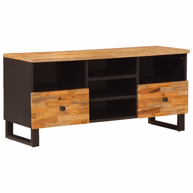 Mobile TV moderno vidaXL Corona con cassetto in legno color marrone L 100 cm x P 33 cm x H 46 cm