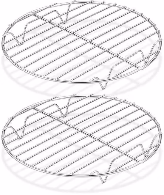 Portatorte in metallo argentato, set da 2 pezzi, Ø 23 cm, acciaio inossidabile, portatorte rotondo per la cucina, la pasticceria, la cottura, la cottura a vapore, bordo liscio, resistente al forno e lavabile in lavastoviglie