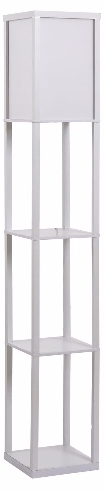 Lampada da Terra 26x26x160 cm E27 40W con Mensole in MDF Bianca
