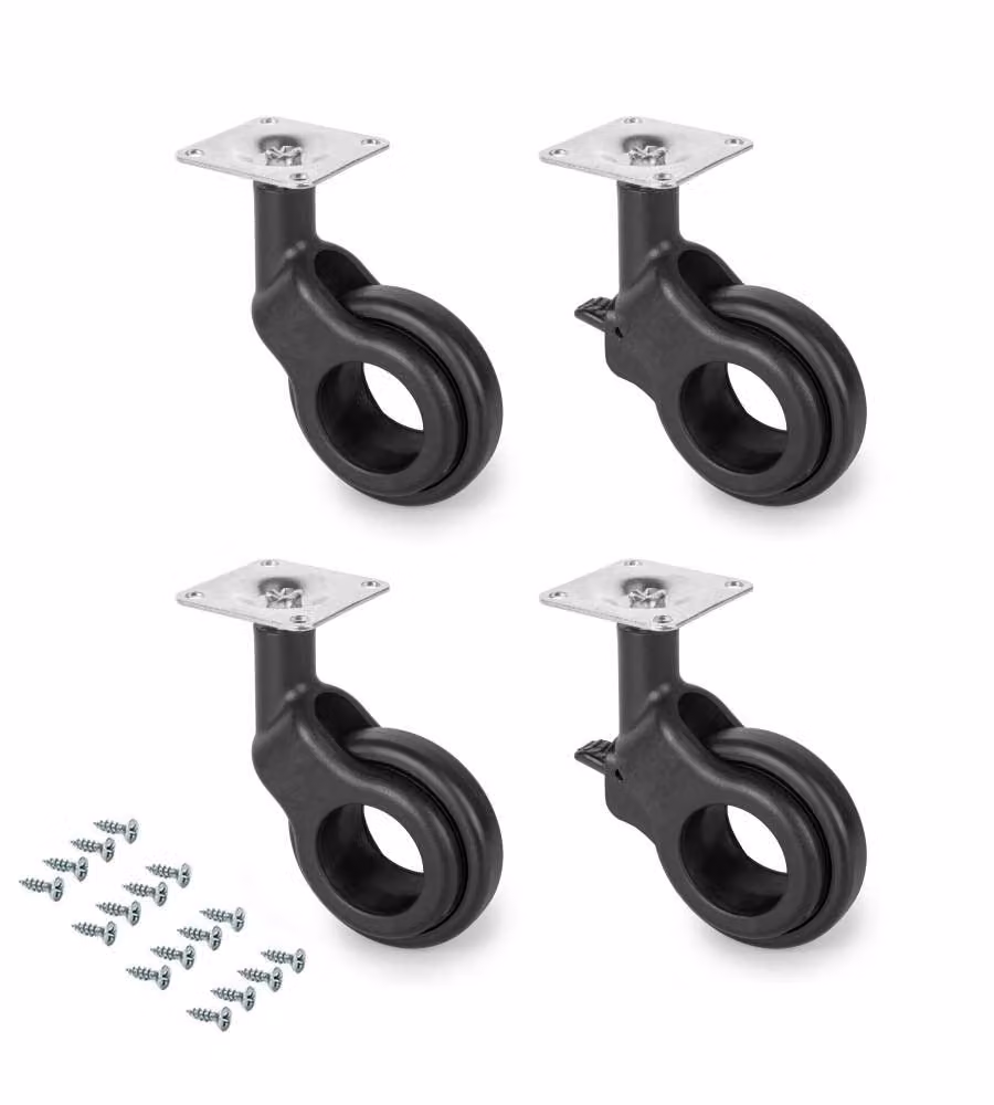 Emuca Kit Di Ruote Hole 2 Con Piastra Nero