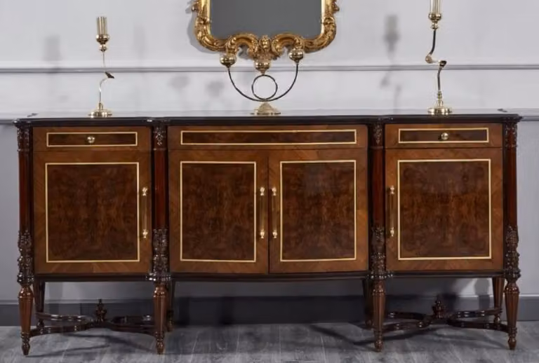 Casa Padrino credenza barocca marrone scuro/marrone - Magnifico mobile in legno massiccio con 4 ante e 3 cassetti - Mobili in stile barocco - Mobili barocchi - Nobile & Magnifico
