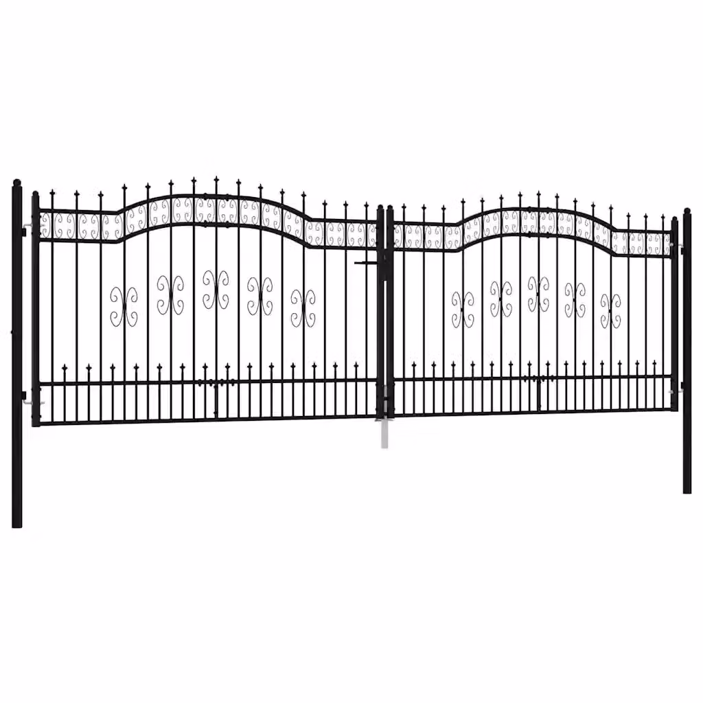 Cancello doppio per recinzione vidaXL in acciaio nero L: 394,5 cm, H: 175 cm – 2