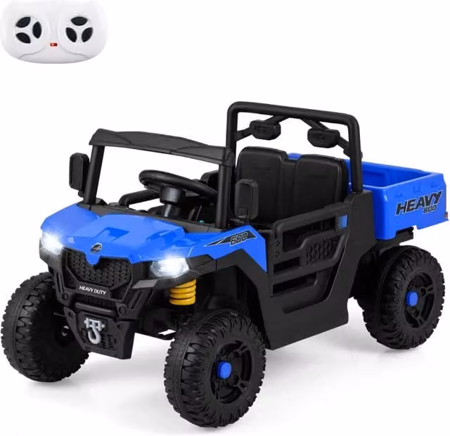 Autocarro elettrico con cassone ribaltabile e telecomando in blu navy con effetti luce e suono L: 106 cm, P: 60 cm, H: 59 cm