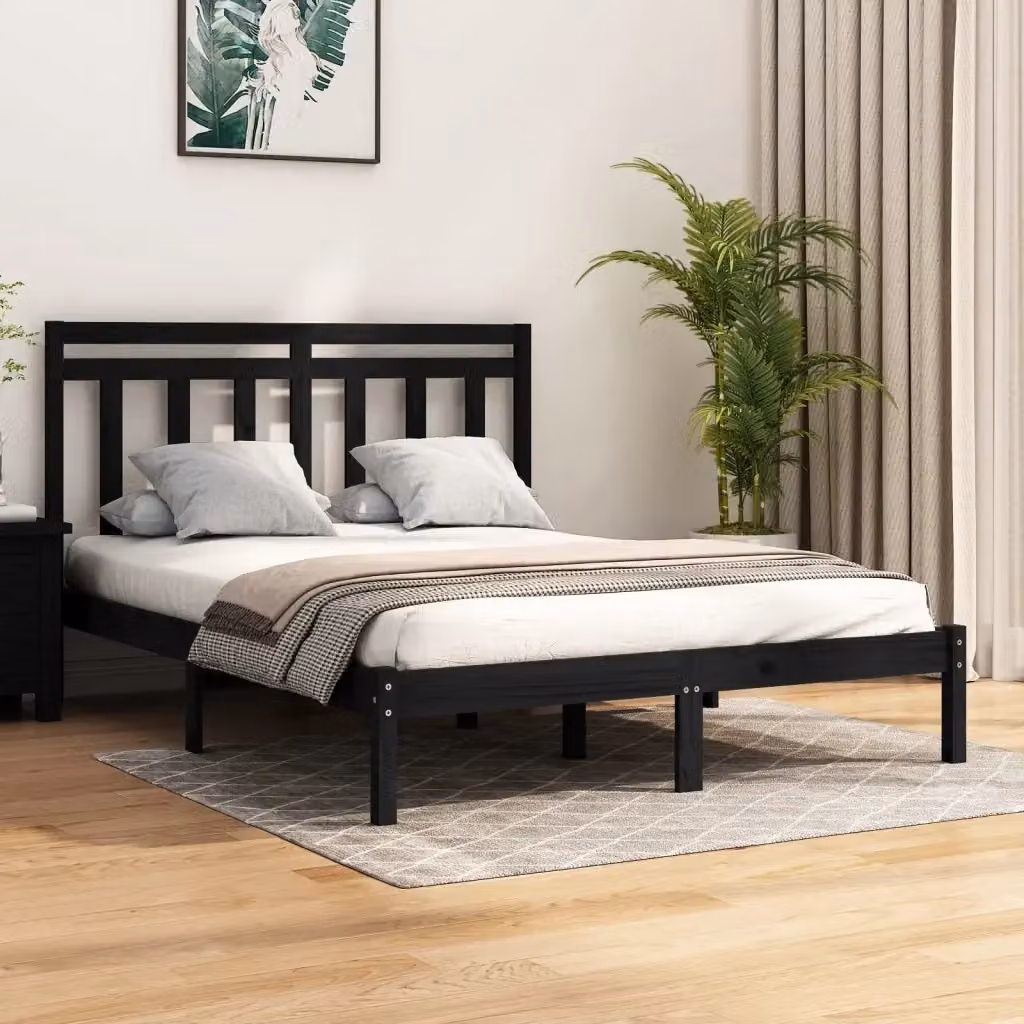 Letto matrimoniale Design In in legno massello di pino nero con doghe fisse L/P/H: 140 x 190 x 145,5 cm – 2
