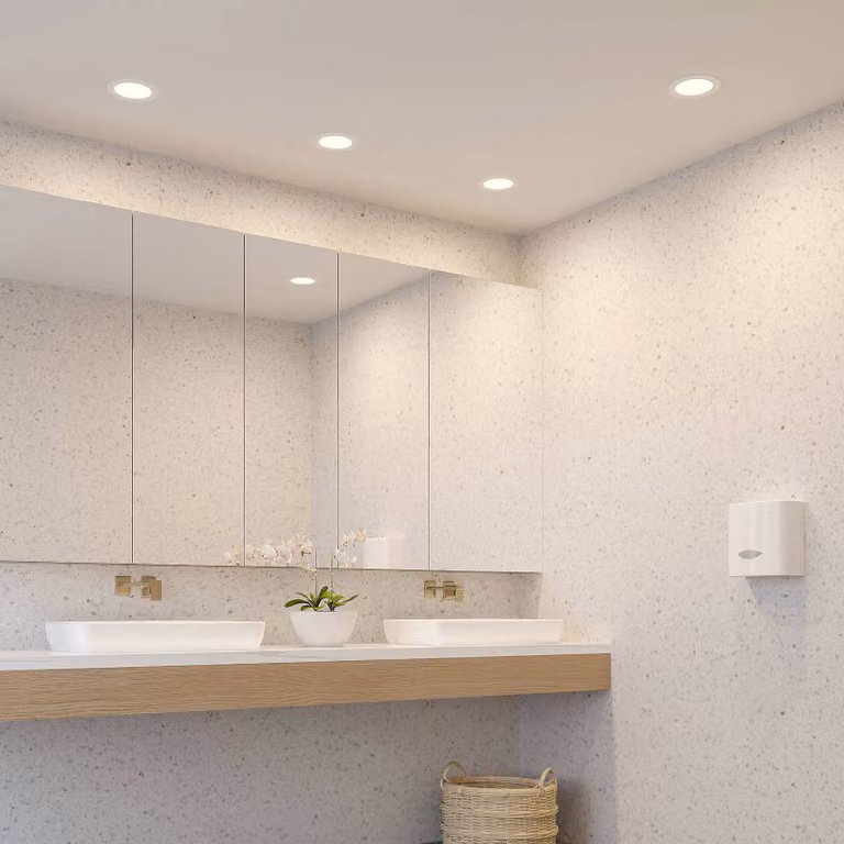 Prios Luci LED da incasso Cadance, bianco, 17 cm, set di 10, CCT Cadance PRIOS, dimmerabile, Bianco / Opale, Bagno, Alluminio, Moderno