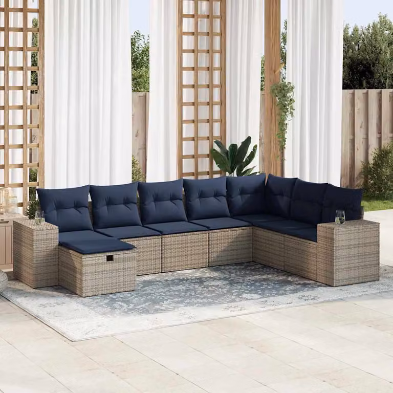 Maison Exclusive - Set Divano da Giardino 8 pz con Cuscini Grigio in Polyrattan