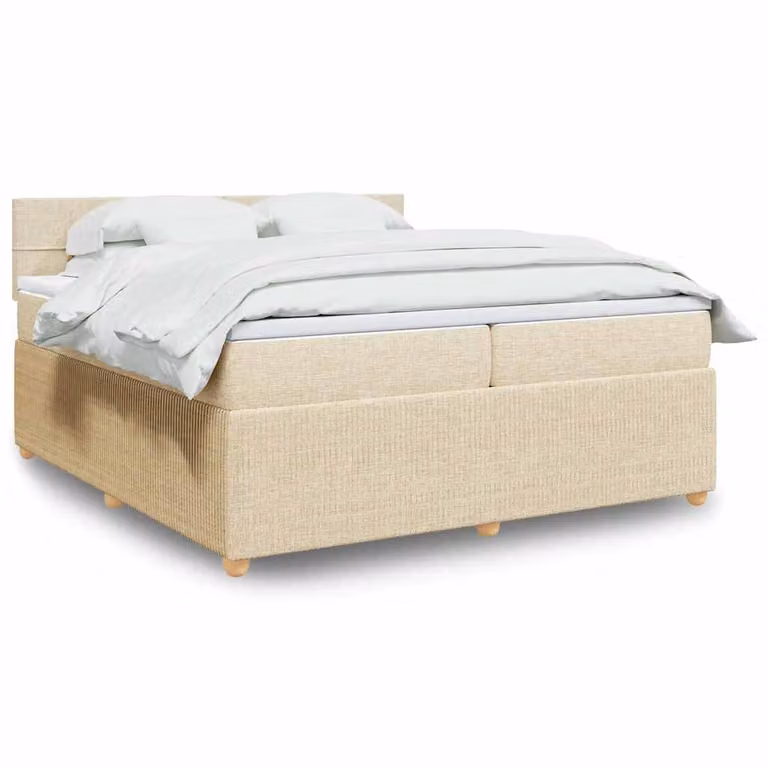 vidaXL Letto Ibrido con Materasso e Struttura Imbottita Beige e Bianco L/P: 200 x 200 cm