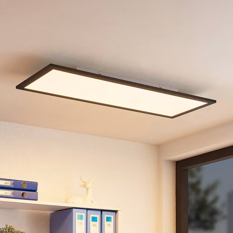 Pannello LED Lindby Nelios, 80 x 30 cm, 4.000K, nero, metallo Nelios, Nero, Cucina, Alluminio, Moderno, Pannello LED