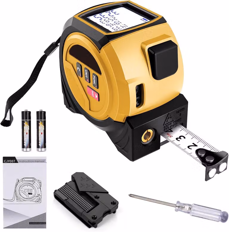 Misuratore laser a 60 metri, metro a nastro digitale con livella laser a croce e metro a nastro in acciaio da 5 metri