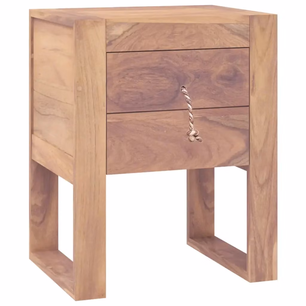 Comodino in legno massello di teak marrone stile rustico vidaXL L/P/H: 40 x 30 x 50 cm – 2