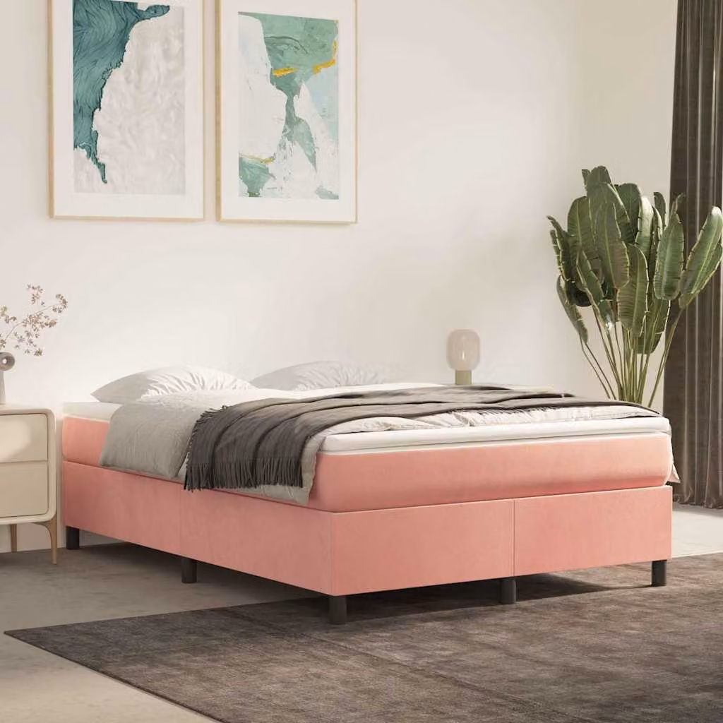 vidaXL Struttura Letto Imbottita in Velluto Rosa L: 140 cm x P: 200 cm