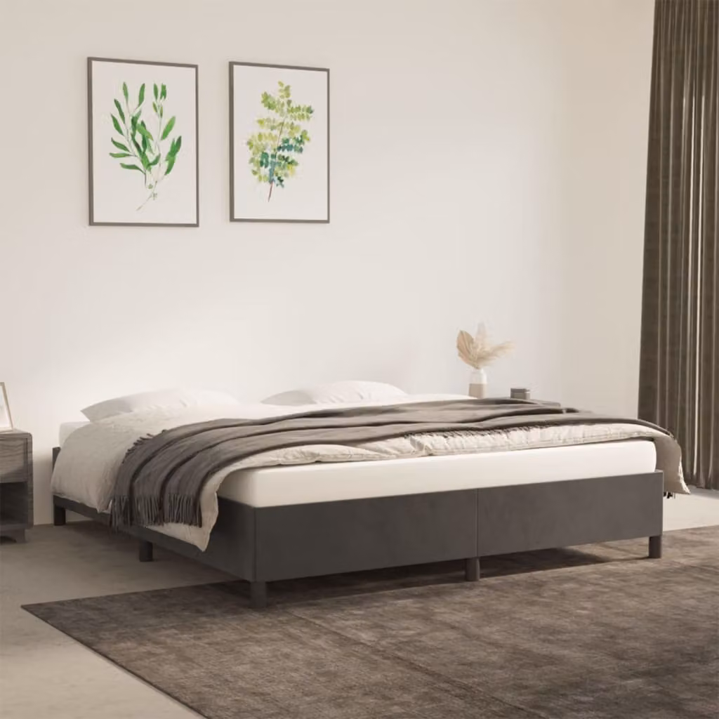 The Living Store Struttura letto grigio scuro 180×200 cm in velluto