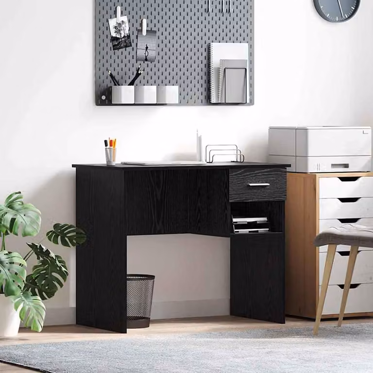 Maison Exclusive - Scrivania effetto rovere nero 90 x 49 x 75 cm Materiale ligneo