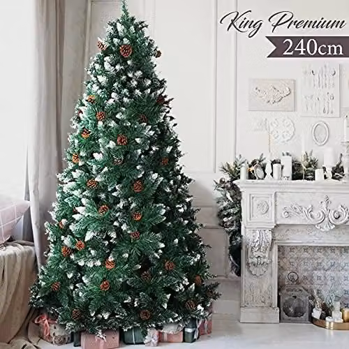 Albero di Natale Bakaji Verde con Pigne, Altezza: 250 cm