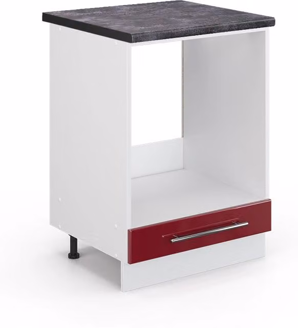 Mobile per forno da incasso Vicco Fame-Line Bordeaux lucido e Bianco con base Antracite, L: 60 cm, P: 60 cm, H: 82 cm – 1